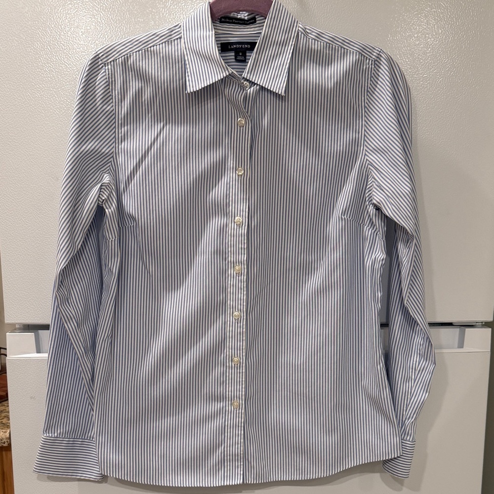 Lands' End Striped Button Down Shirt 8